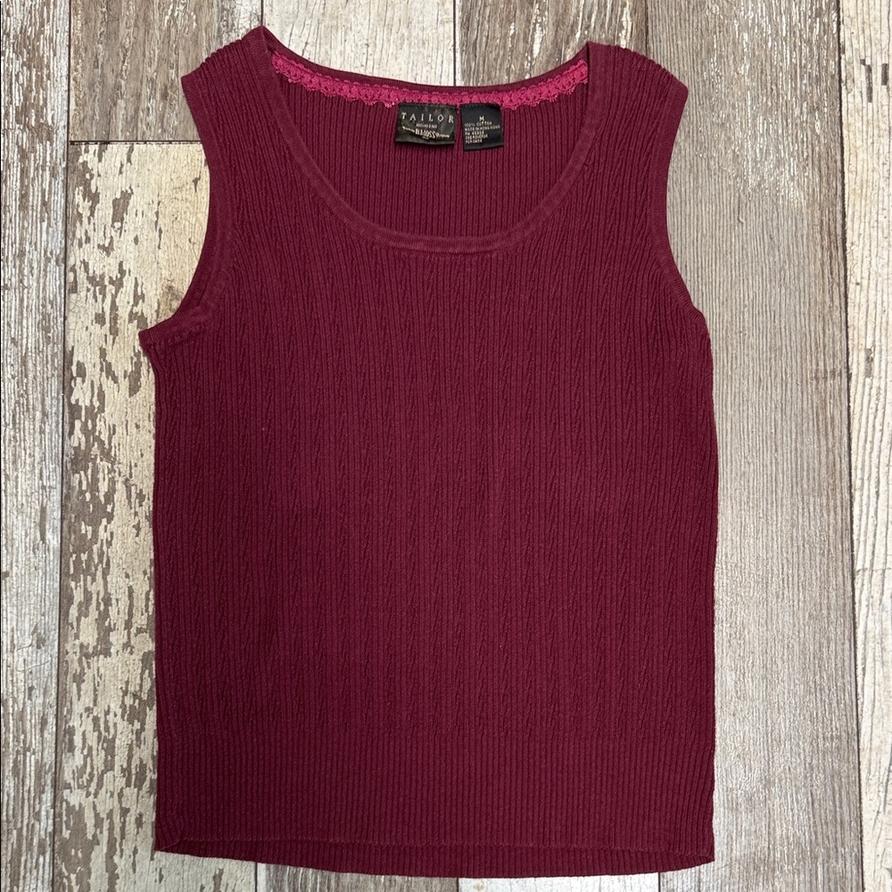 Tailor B. Moss Deep Red Textured Tank Top